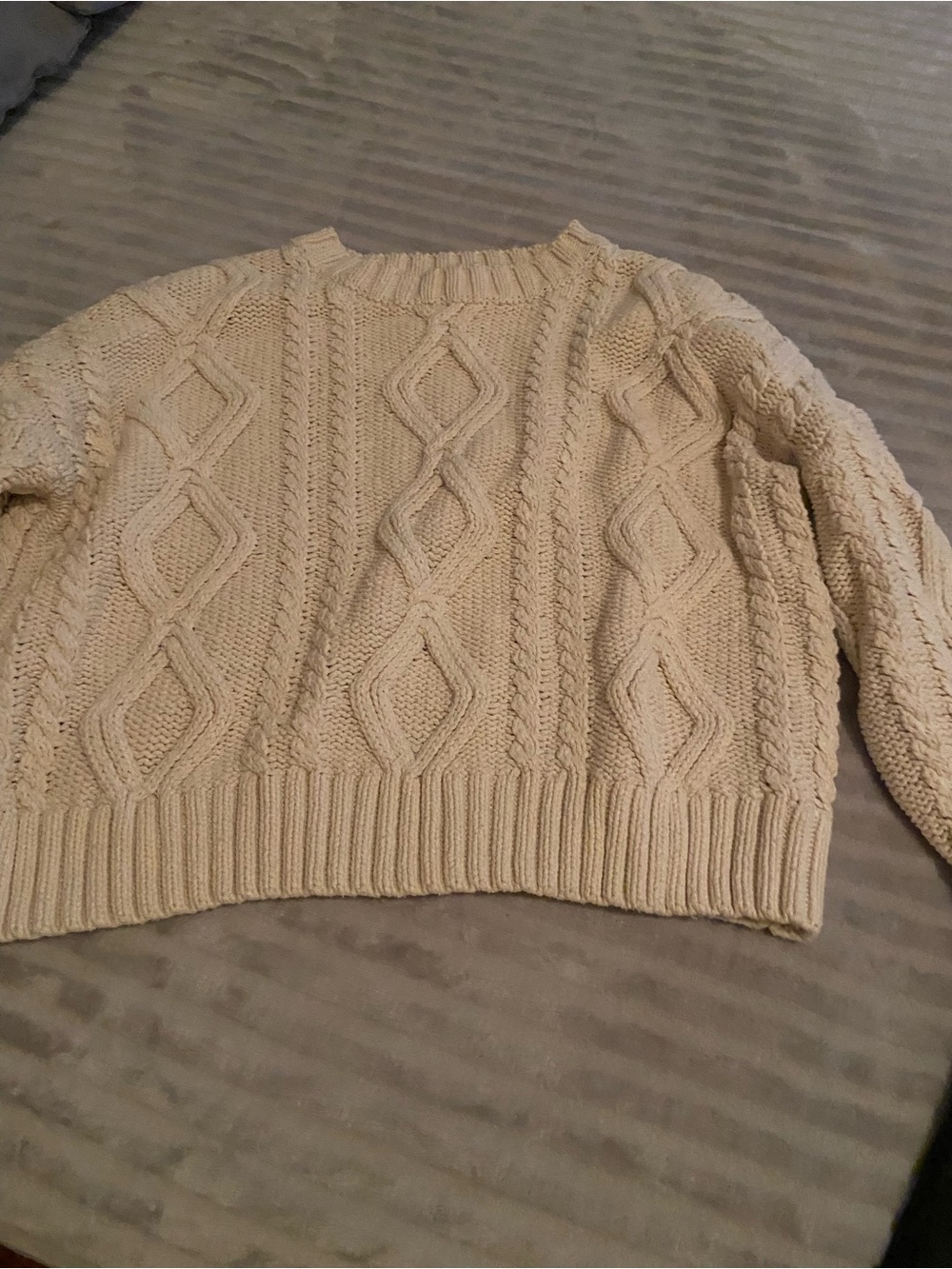 Princess Polly Cream Cable Knit Crewneck Sweater